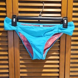 PINK Victoria's Secret Turquoise Blue Bikini Bottom with Pink Lining